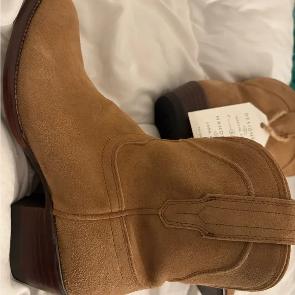 Tecovas Men's Handmade.    Suede Tan Western Boots - Picture 2 of 10